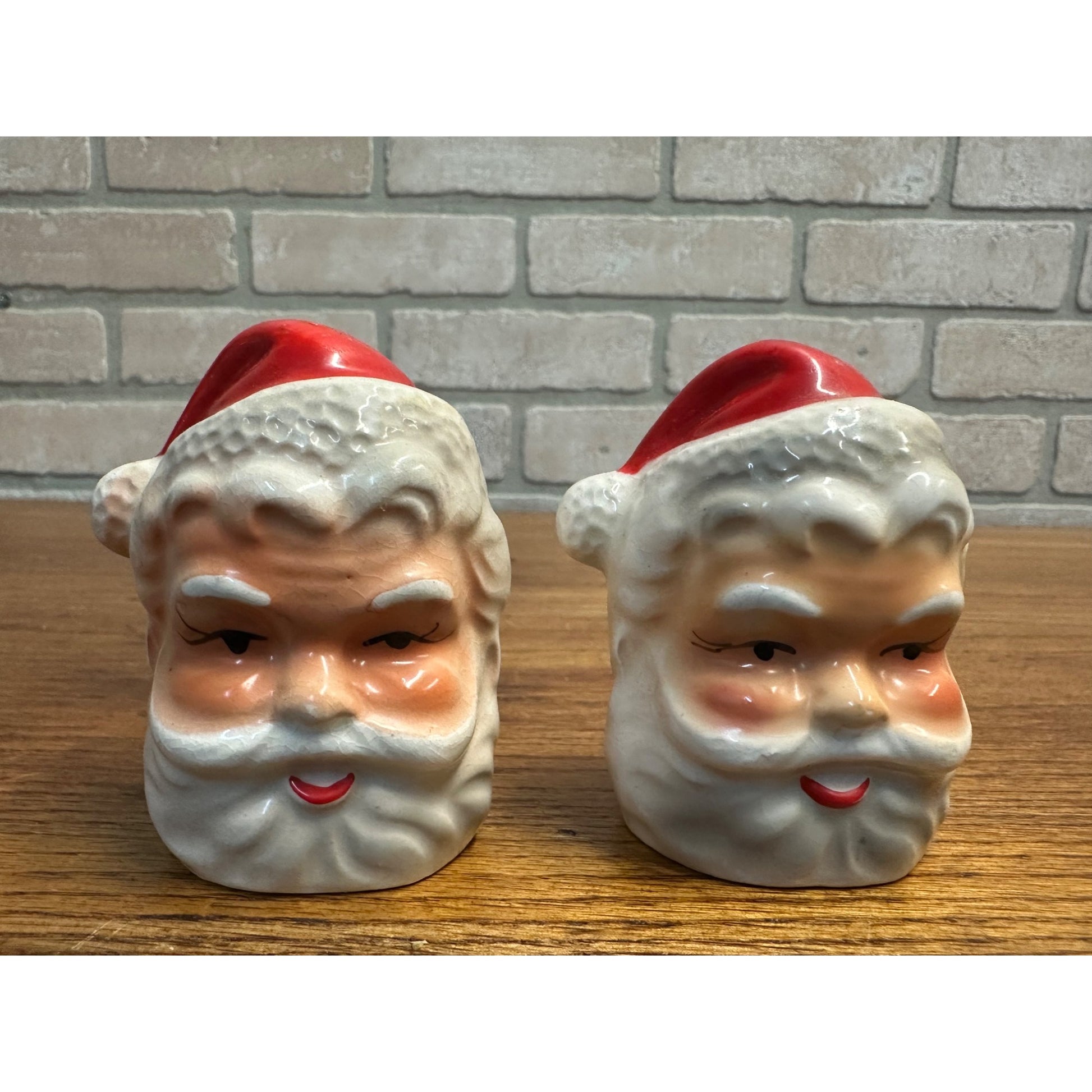 Vintage 1960s MCM Santa Christmas Salt Pepper Shakers Kitschy Brinn's Japan