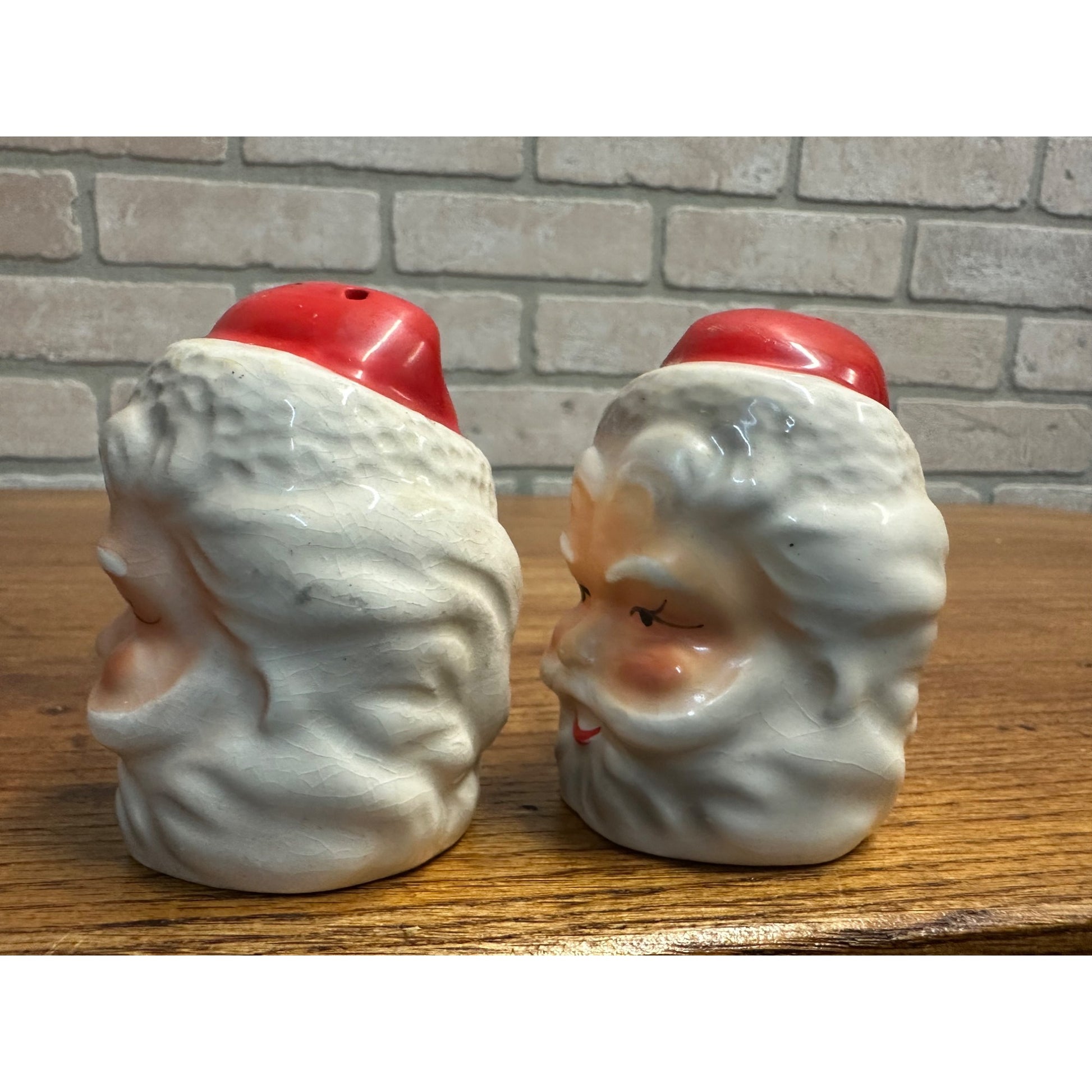Vintage 1960s MCM Santa Christmas Salt Pepper Shakers Kitschy Brinn's Japan