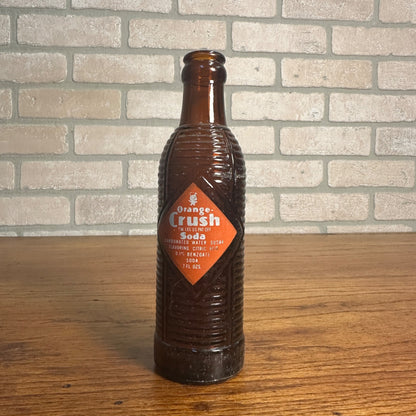 Orange Crush 7oz Brown Ribbed Soda Bottle Louisville, Lexington Kentucky Epping