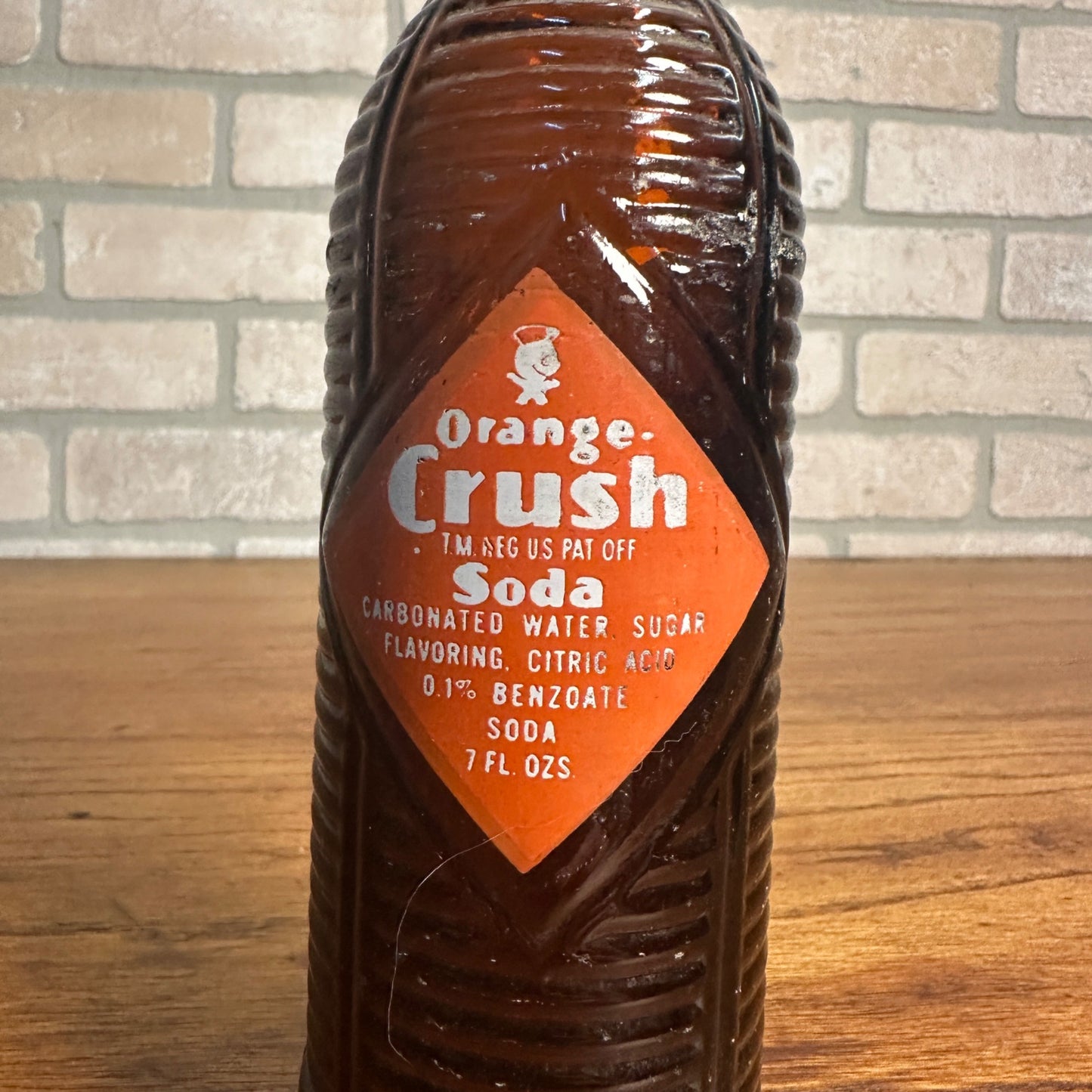 Orange Crush 7oz Brown Ribbed Soda Bottle Louisville, Lexington Kentucky Epping