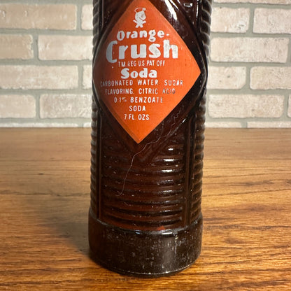 Orange Crush 7oz Brown Ribbed Soda Bottle Louisville, Lexington Kentucky Epping