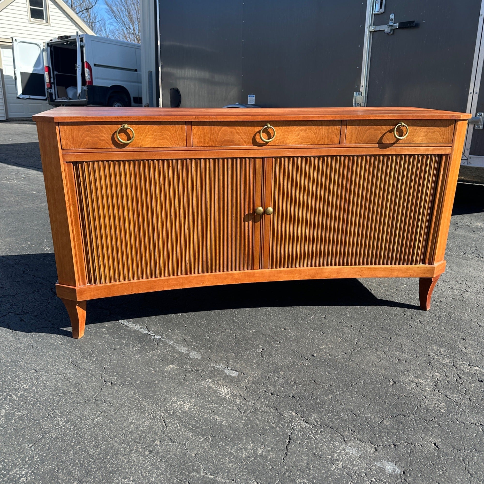 Michael Taylor Baker Furniture Regency Concave Sideboard Credenza Mid-Century
