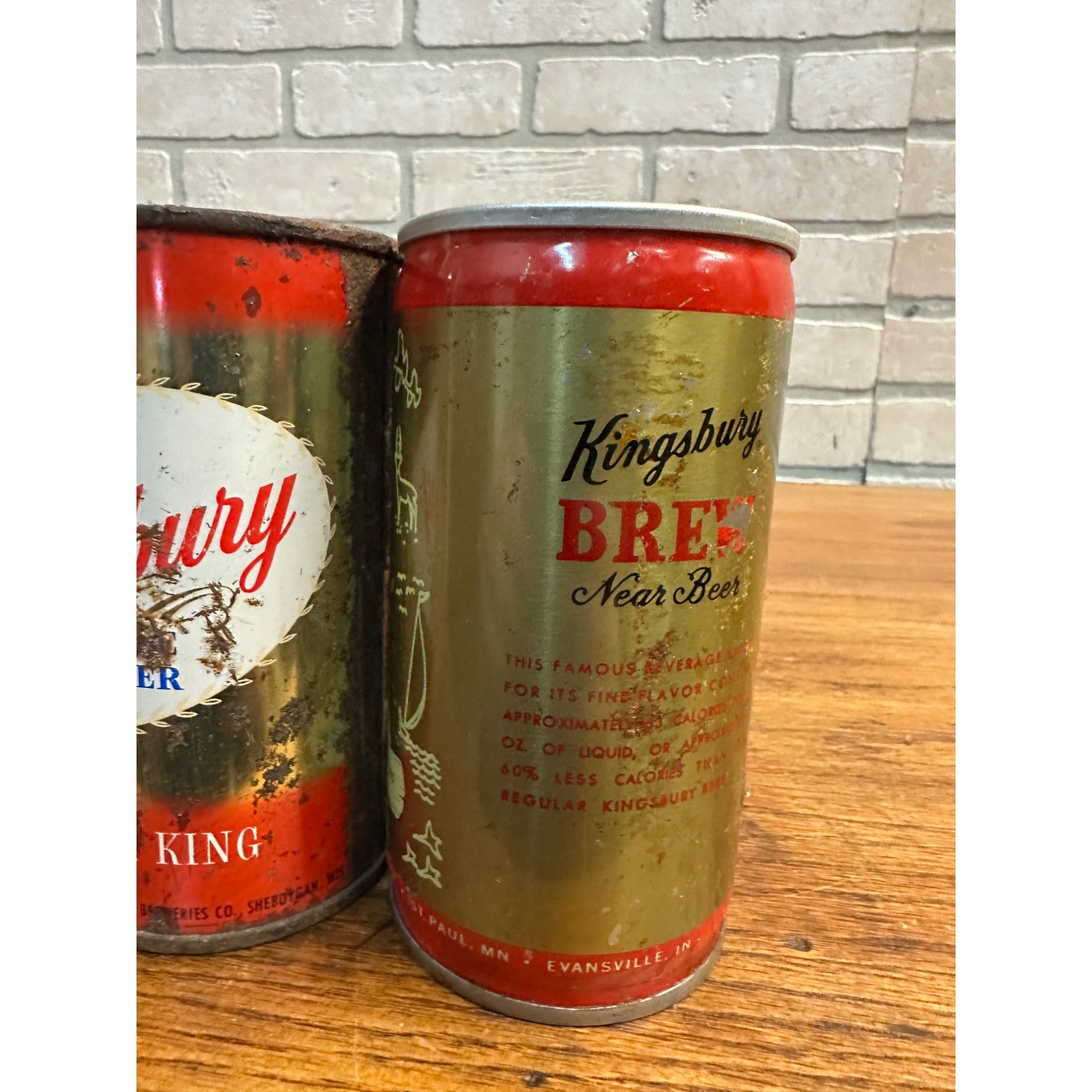 Pair Kingsbury Brew Near Beer For A King FLat TopCan Wisconsin