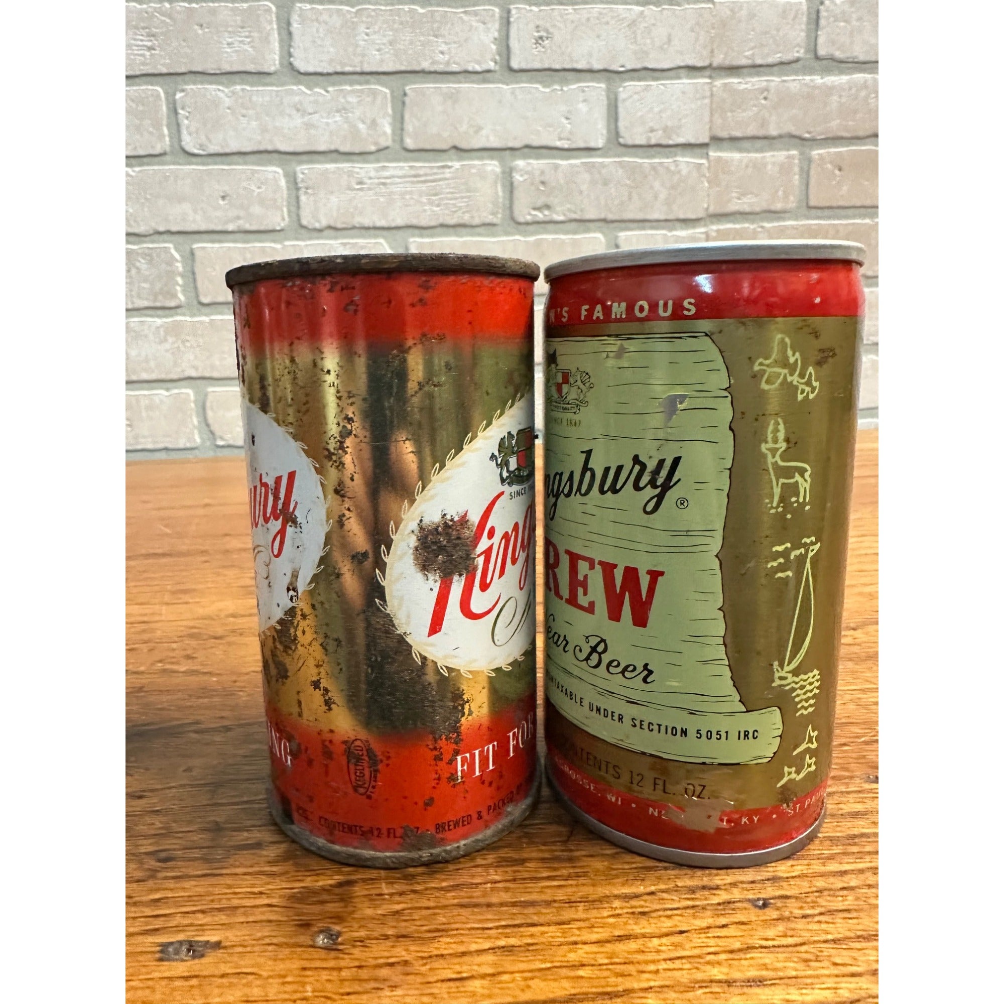 Pair Kingsbury Brew Near Beer For A King FLat TopCan Wisconsin