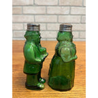 Vintage Aunt Jemima & Uncle Moses Green Glass Salt & Pepper Shakers
