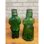 Vintage Aunt Jemima & Uncle Moses Green Glass Salt & Pepper Shakers