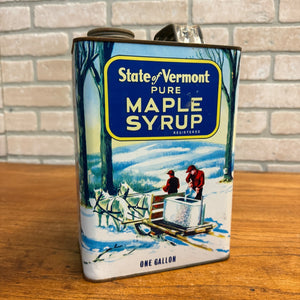 Vintage State of Vermont County Maple Syrup Tin Advertising Can