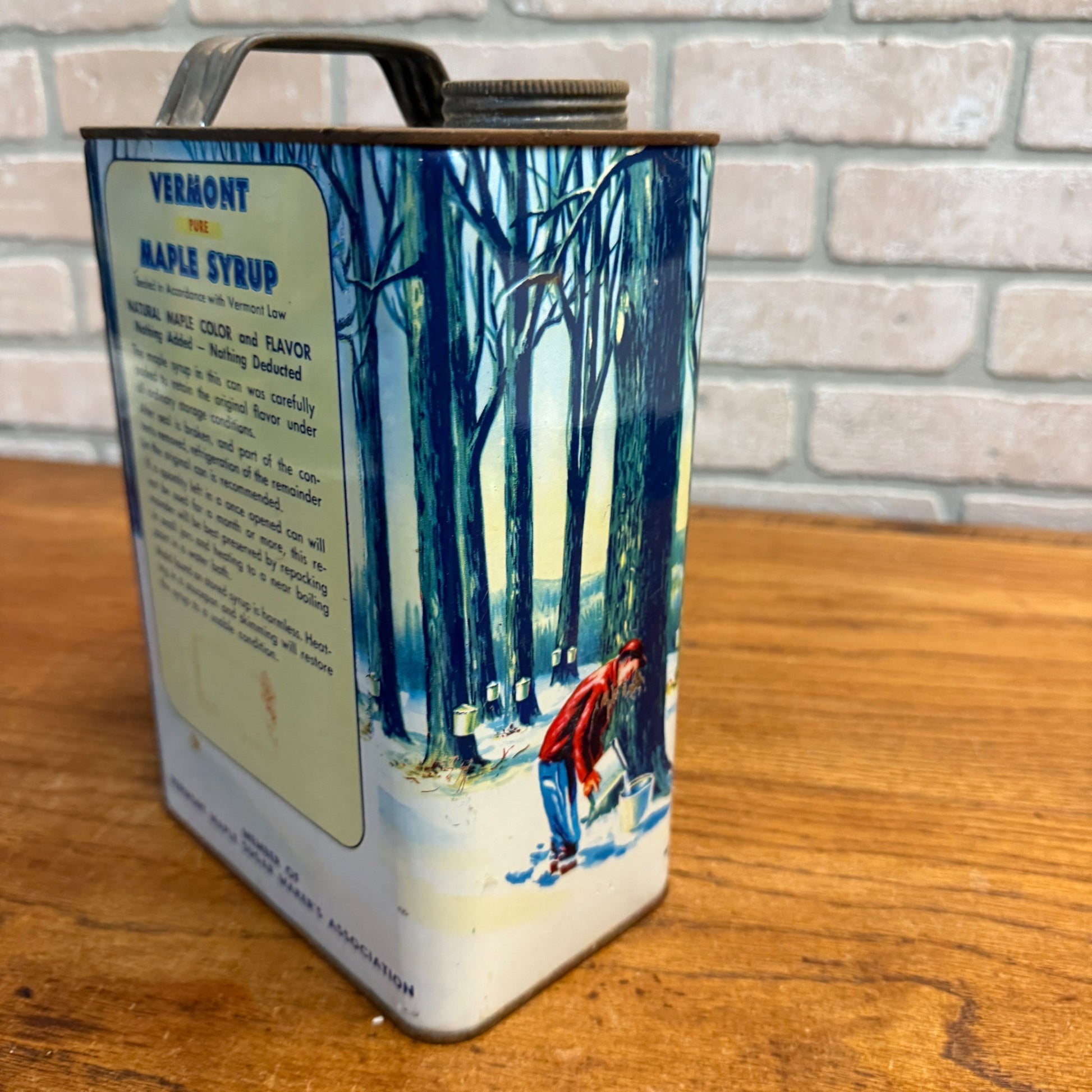Vintage State of Vermont County Maple Syrup Tin Advertising Can