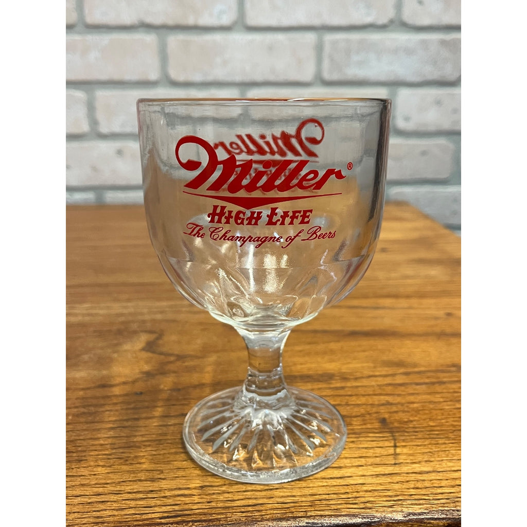 Vintage Miller High Life Footed Beer Glass or Goblet The Champagne of Beers