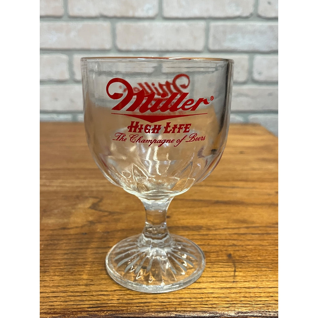 Vintage Miller High Life Footed Beer Glass or Goblet The Champagne of Beers