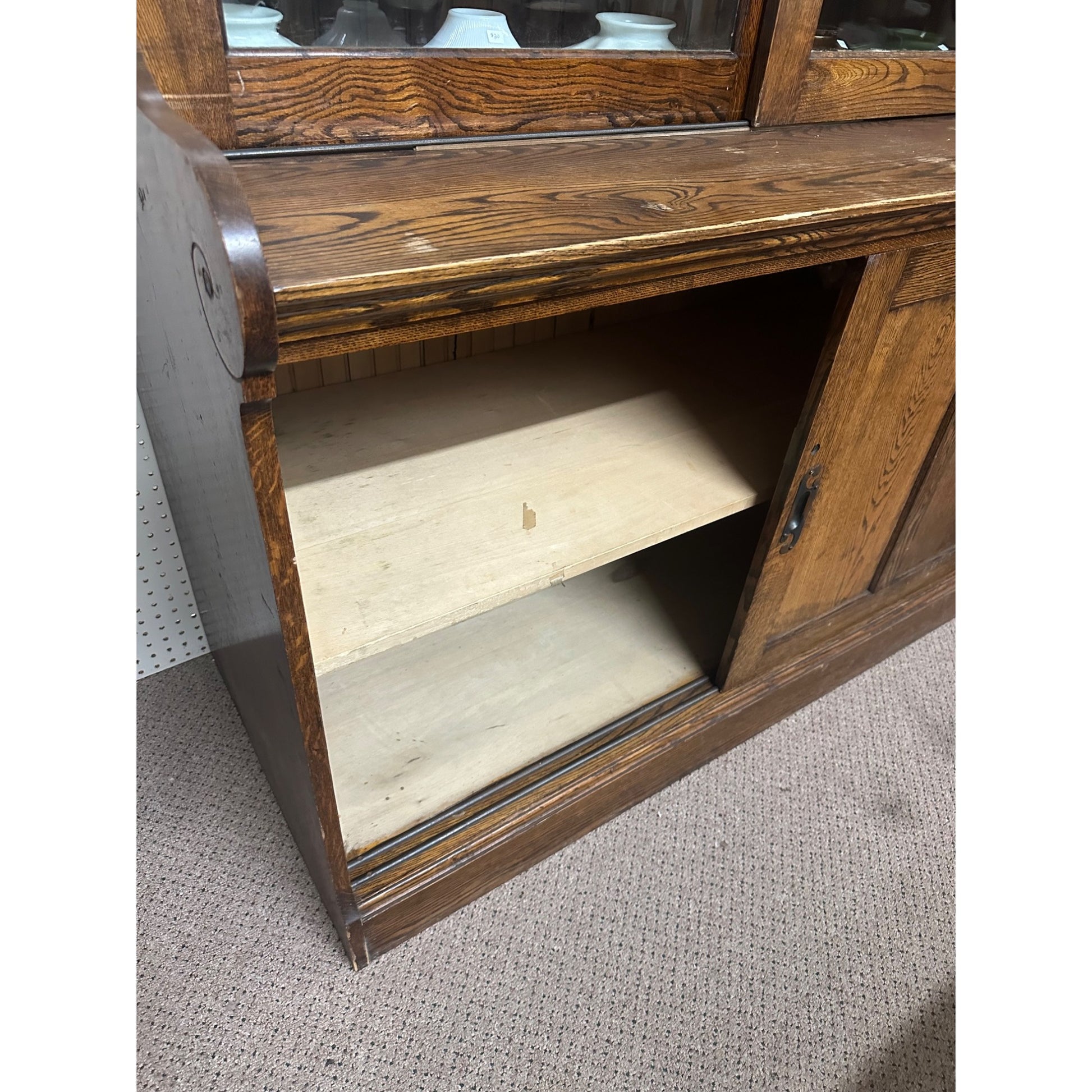 Antique 1900s General Store Mercantile Apothecary Display Cabinet Sliding Doors