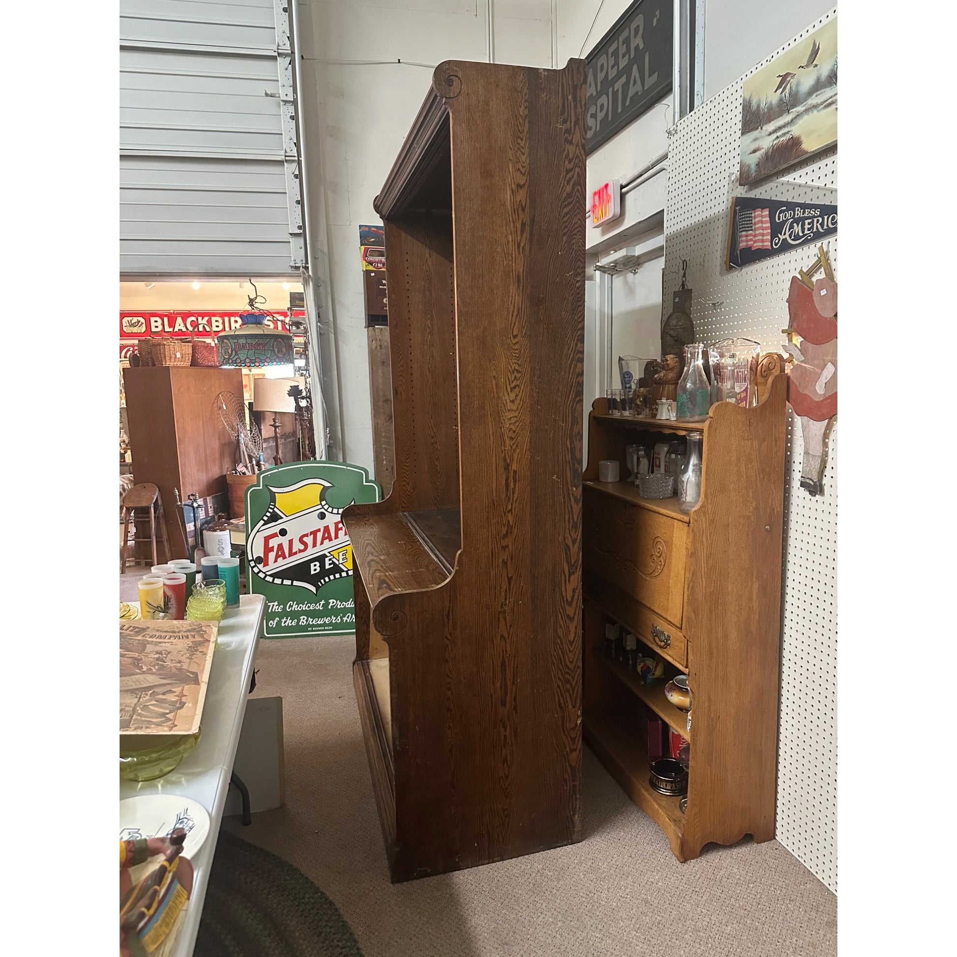 Antique 1900s General Store Mercantile Apothecary Display Cabinet Sliding Doors