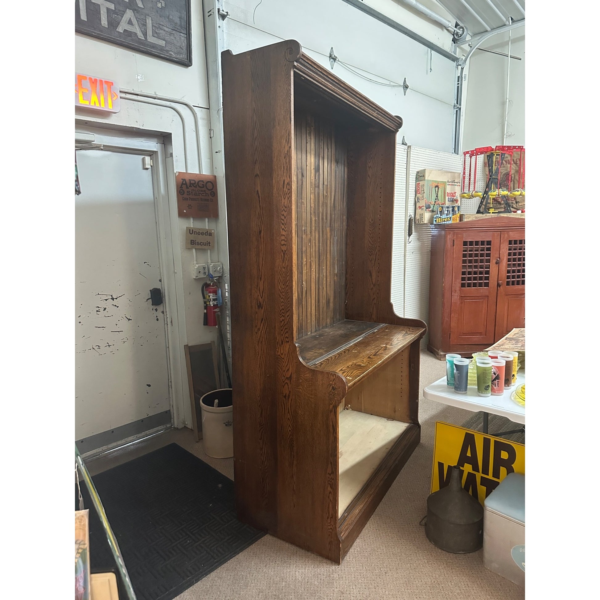Antique 1900s General Store Mercantile Apothecary Display Cabinet Sliding Doors