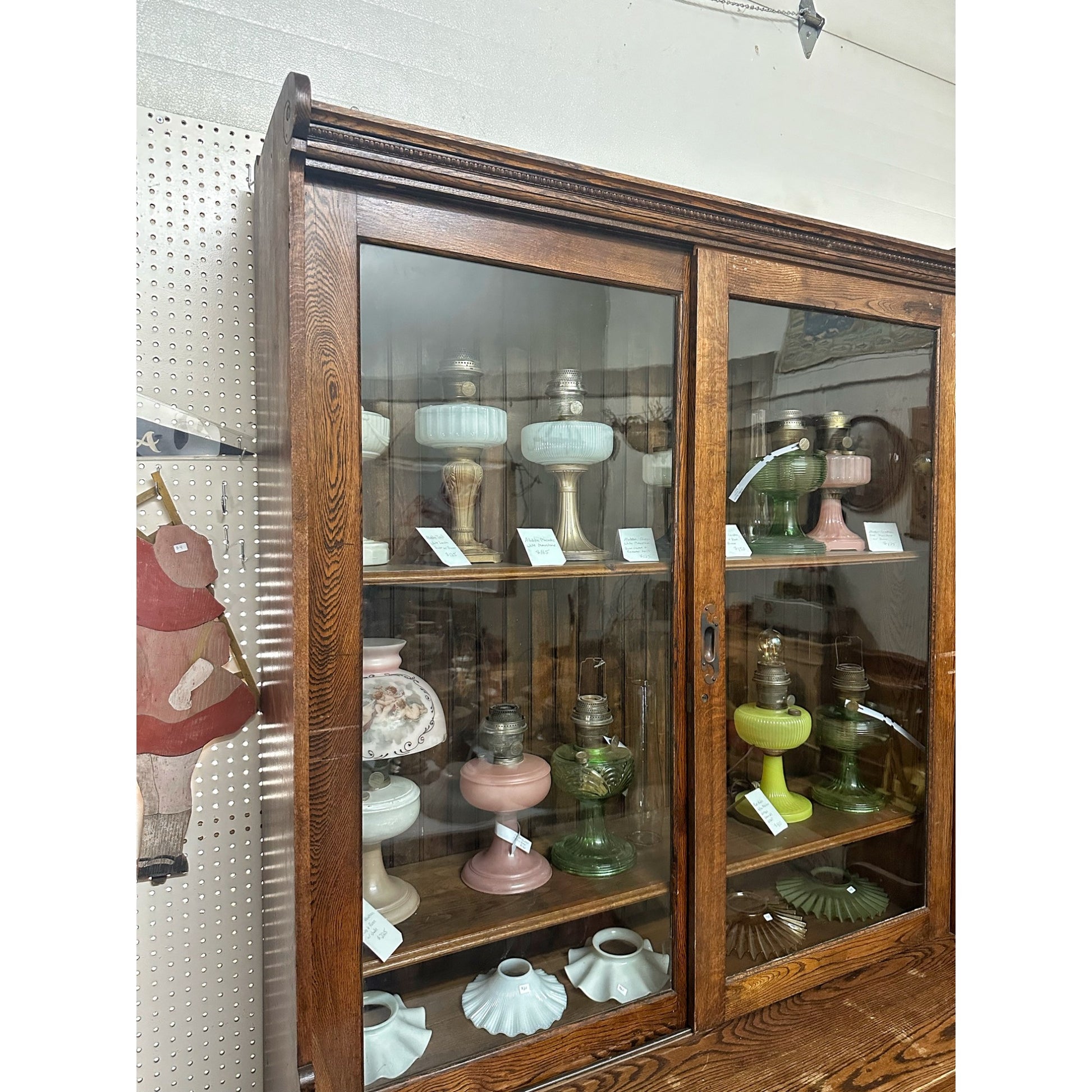 Antique 1900s General Store Mercantile Apothecary Display Cabinet Sliding Doors