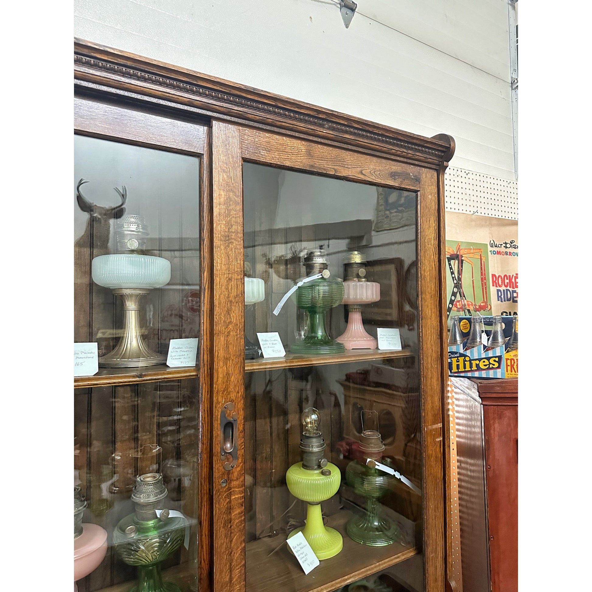 Antique 1900s General Store Mercantile Apothecary Display Cabinet Sliding Doors