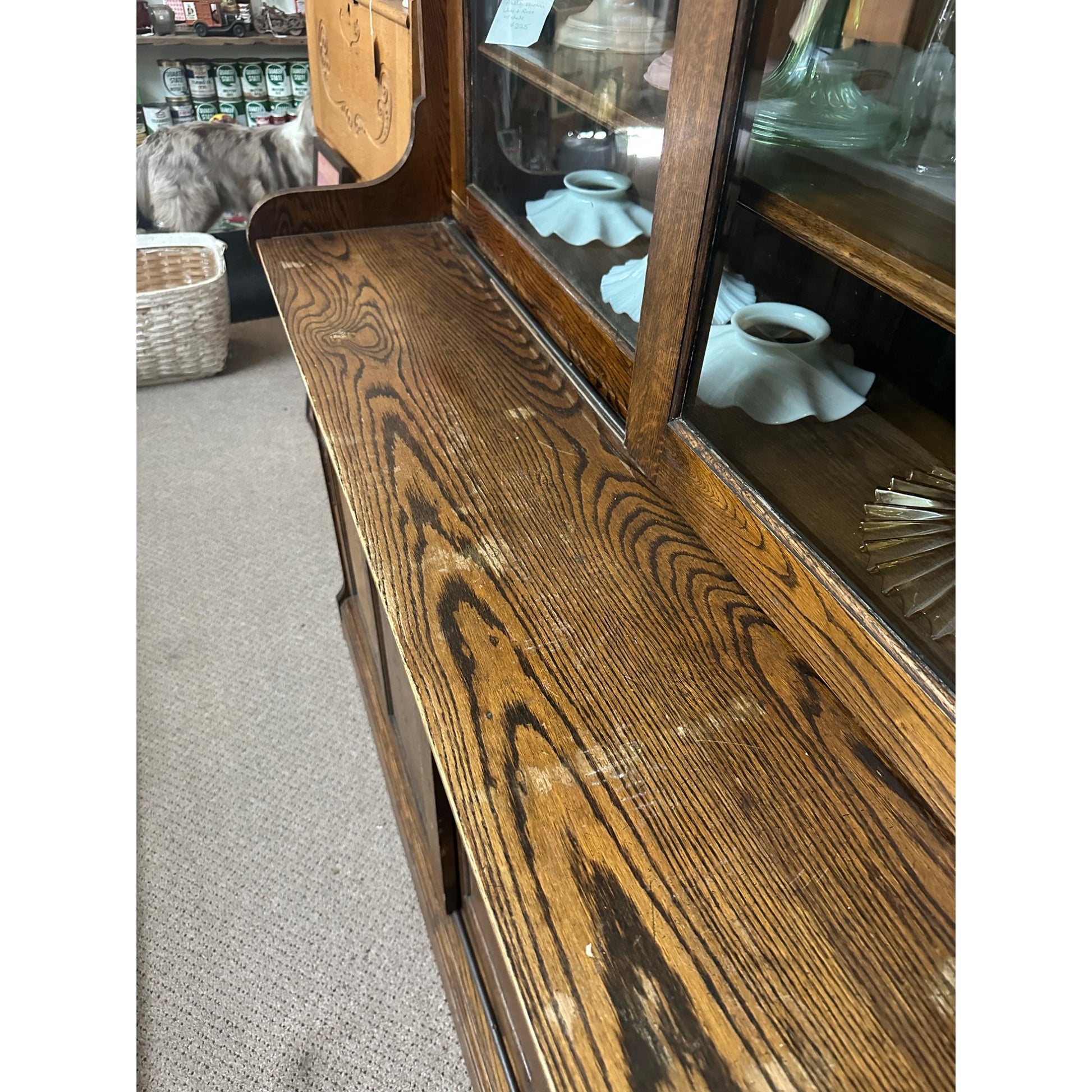 Antique 1900s General Store Mercantile Apothecary Display Cabinet Sliding Doors