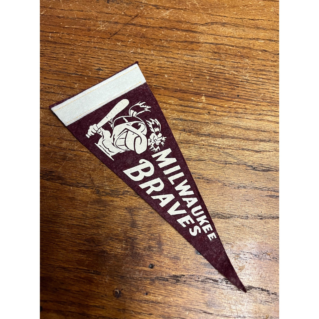 Vintage 1950s Milwaukee Braves Mini 9" Felt Pennant Flag MLB Baseball Indian