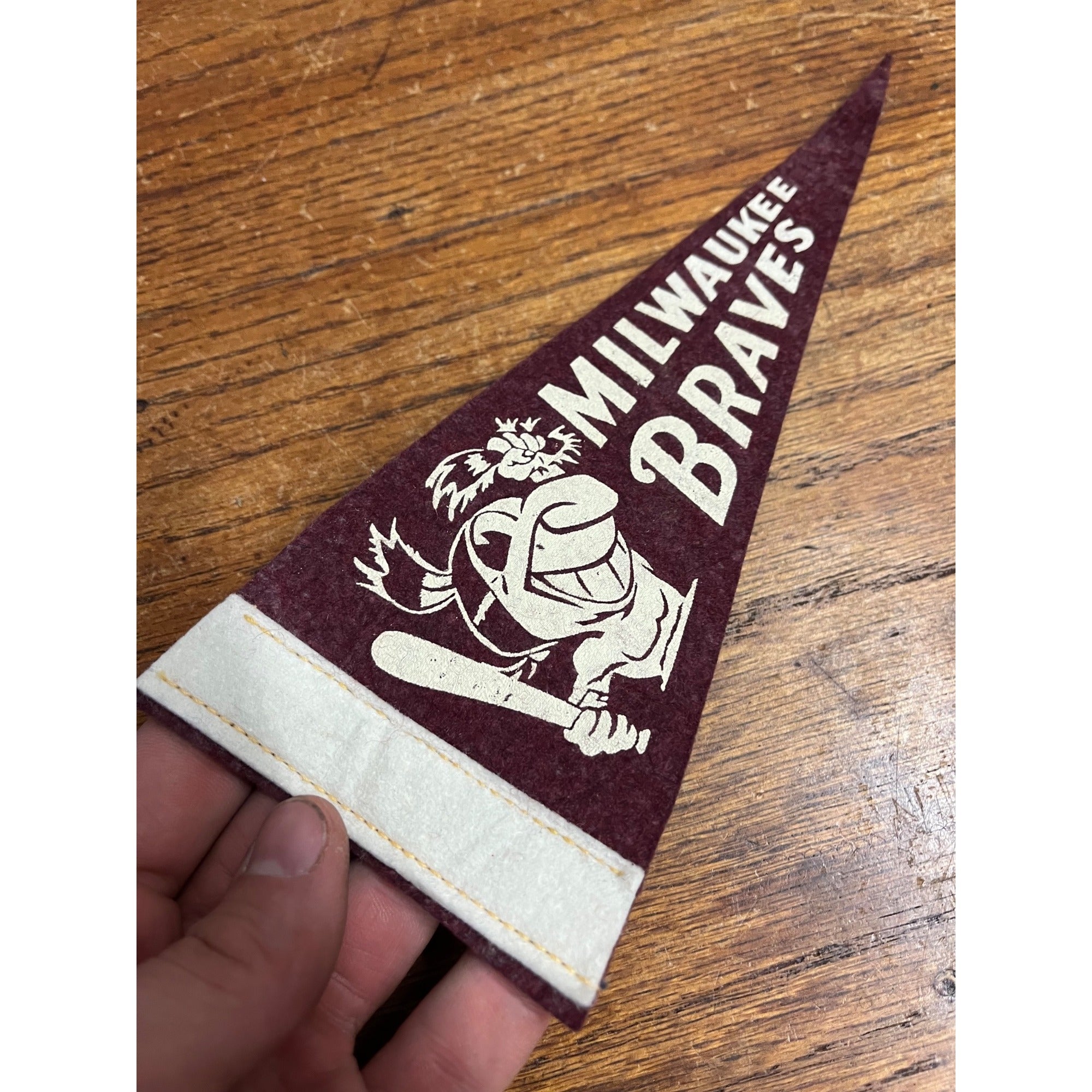 Vintage 1950s Milwaukee Braves Mini 9" Felt Pennant Flag MLB Baseball Indian
