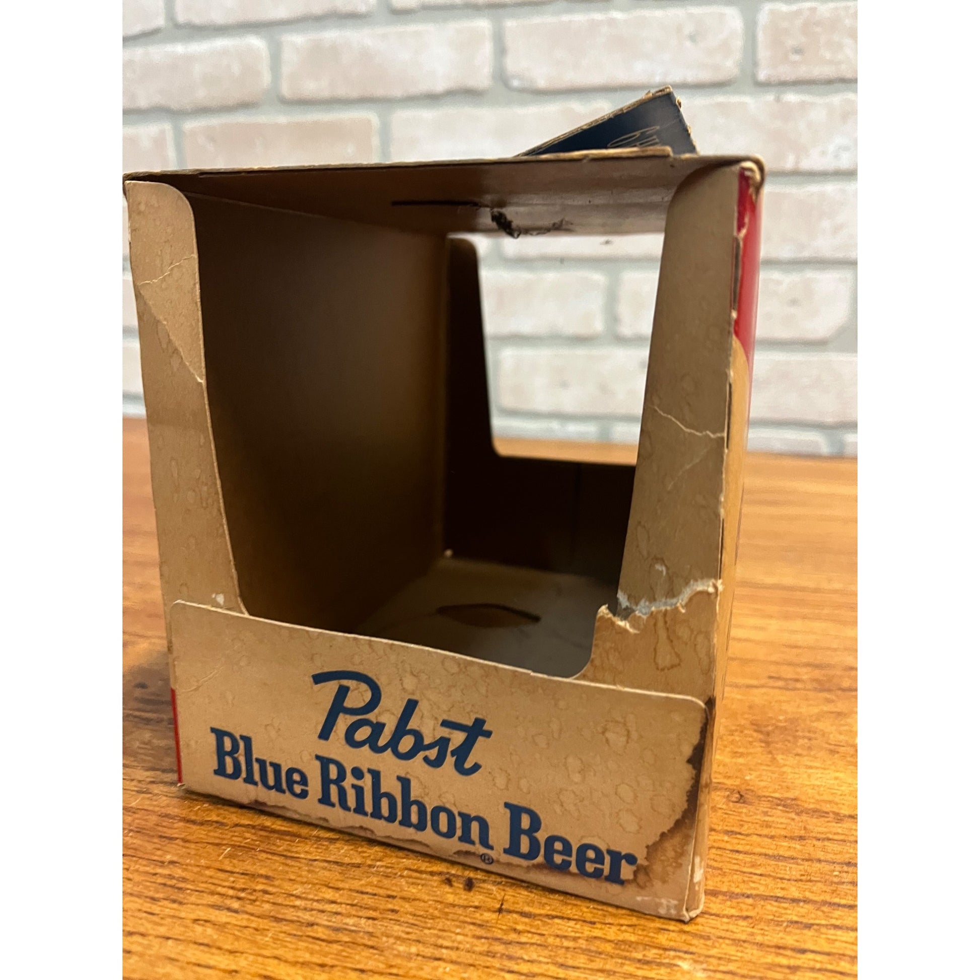 Vintage 1950s Pabst Blue Ribbon Beer Half Quart Flat Cans 6-Pack Cardboard Case