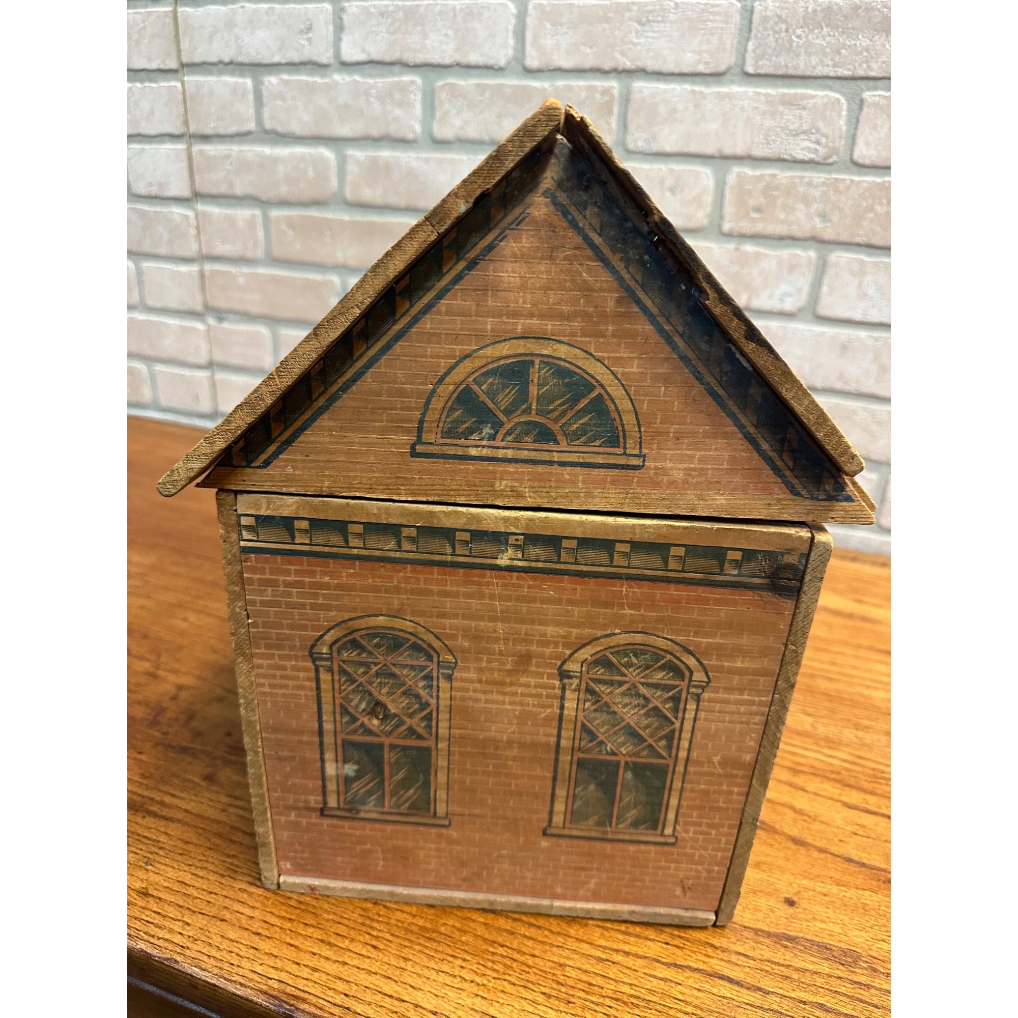 Antique 1880s Converse Litho Wood Barn & Farm Animals Child's Toy Playset
