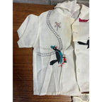 Vintage Child's Button-Up Collared Shirt Railroad Tracks Attired Birds Safety Teaching Textile
