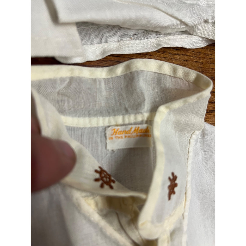 Vintage Child's Button-Up Collared Shirt Railroad Tracks Attired Birds Safety Teaching Textile