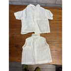 Vintage Child's Button-Up Collared Shirt Railroad Tracks Attired Birds Safety Teaching Textile