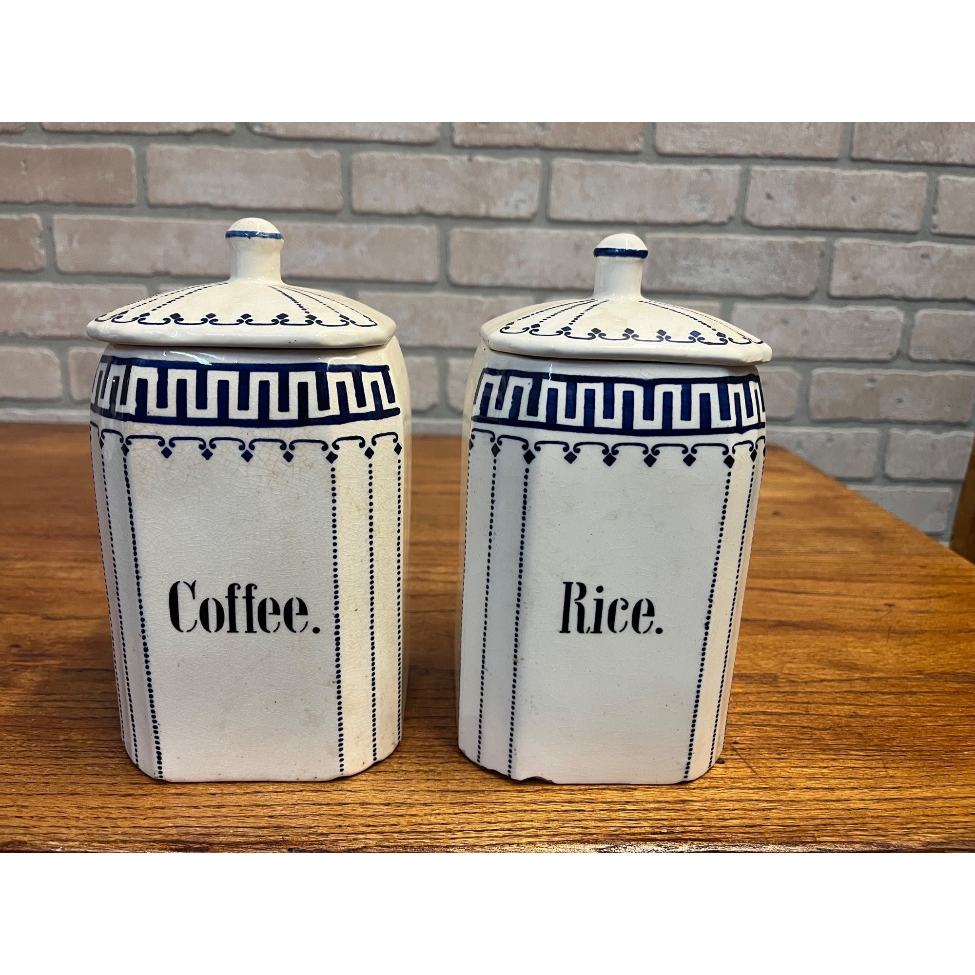 Vintage Germany Marked Ceramic Kitchen Canisters Coffee Rice Decor White