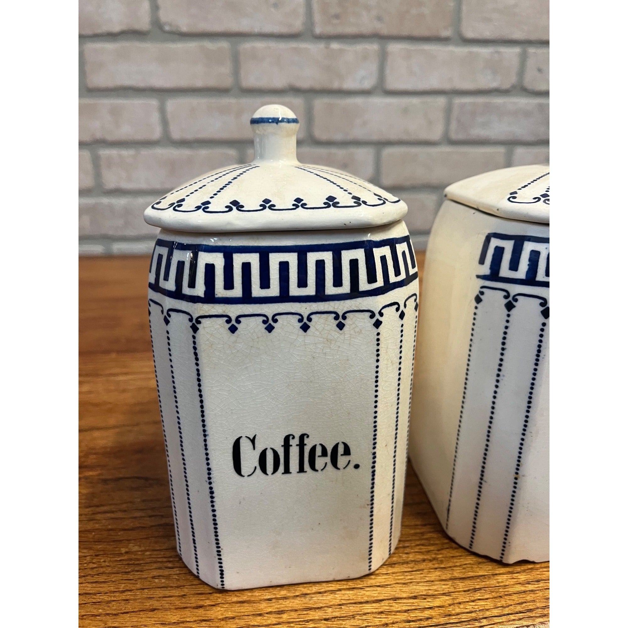 Vintage Germany Marked Ceramic Kitchen Canisters Coffee Rice Decor White