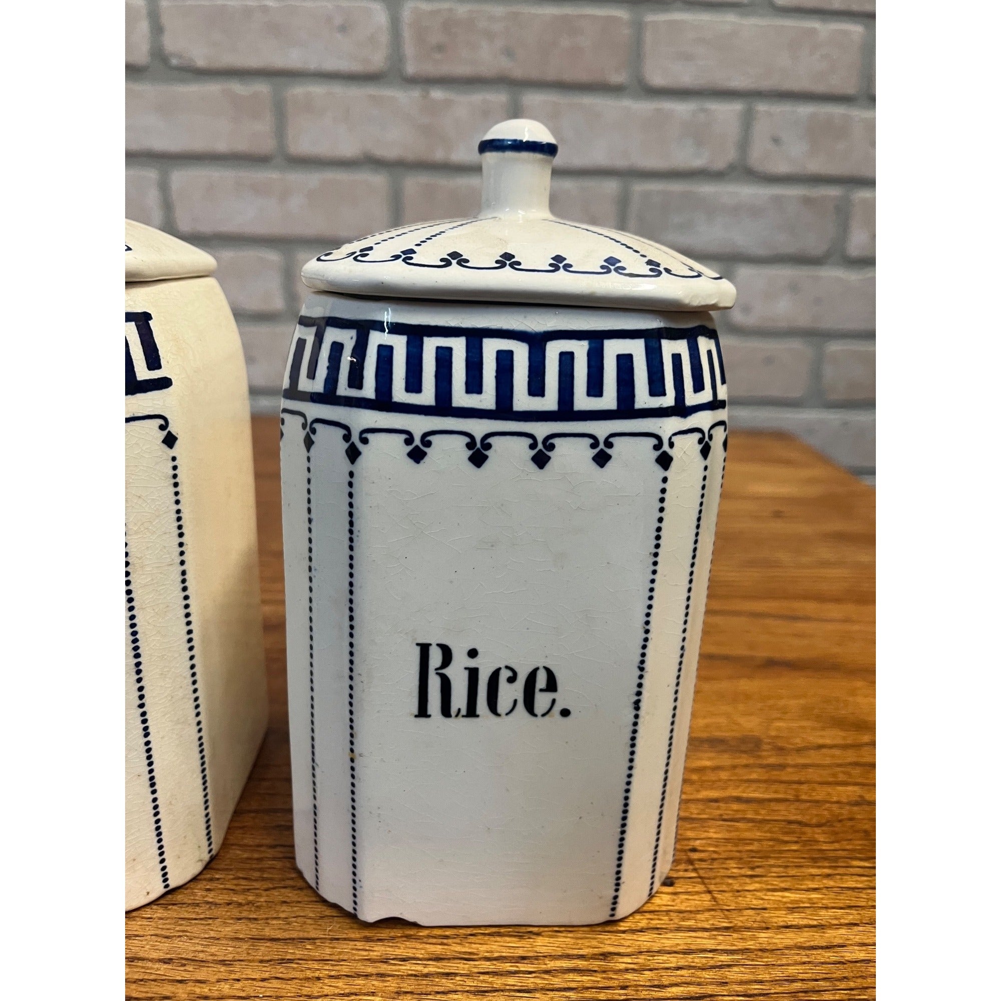 Vintage Germany Marked Ceramic Kitchen Canisters Coffee Rice Decor White