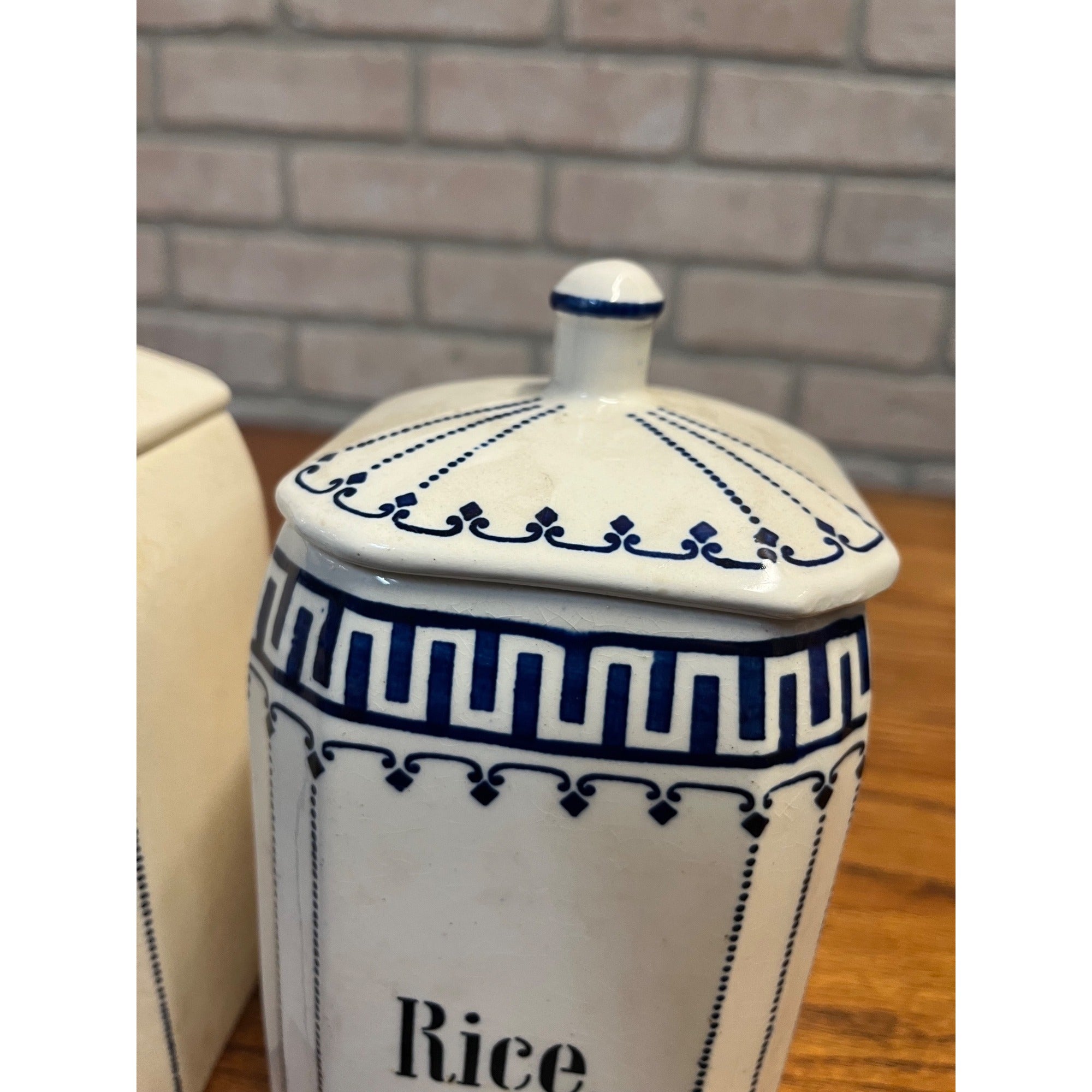 Vintage Germany Marked Ceramic Kitchen Canisters Coffee Rice Decor White