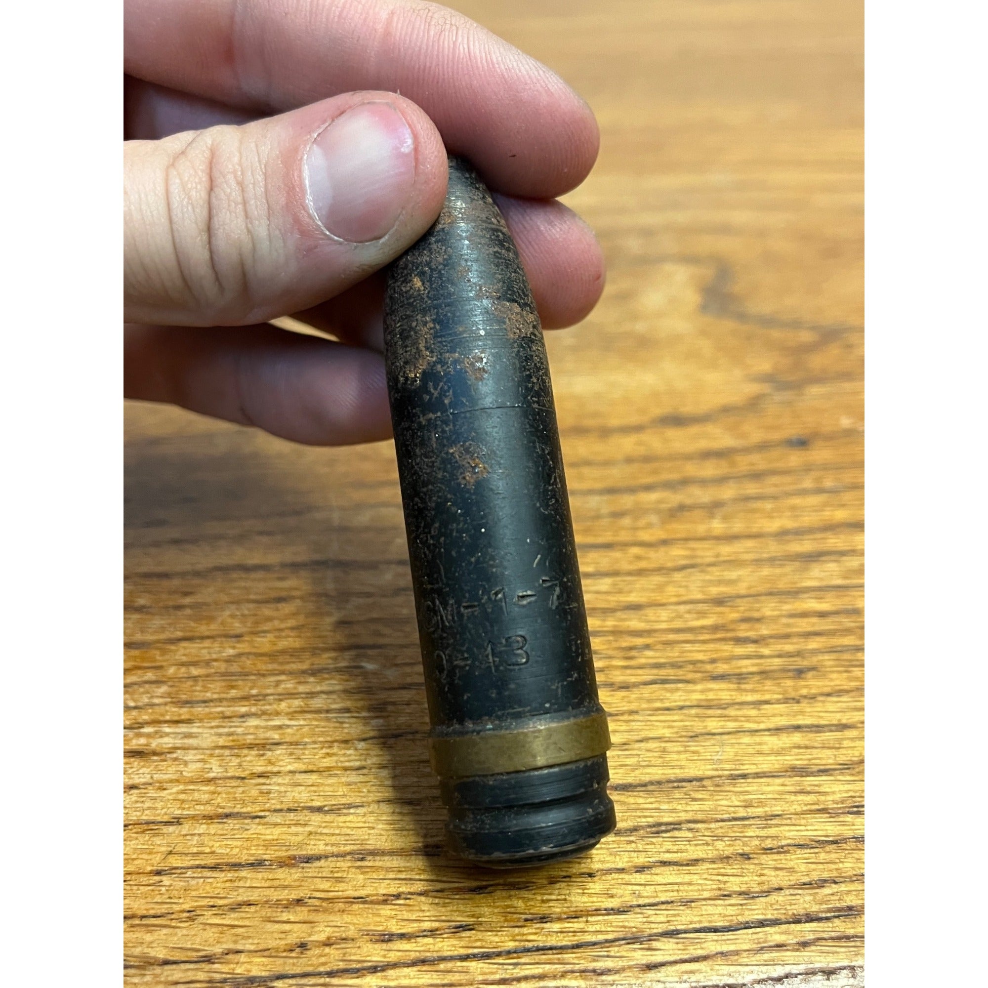 Vintage WWII 20MM Dummy Inert Training Round Projectile - Dated 1943
