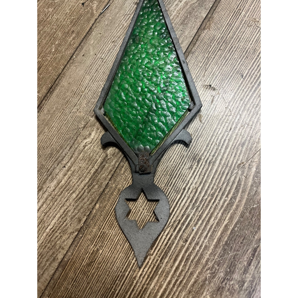 Vintage Old Star of David Green Ripple Glass Weathervane Weather Vane Arrow