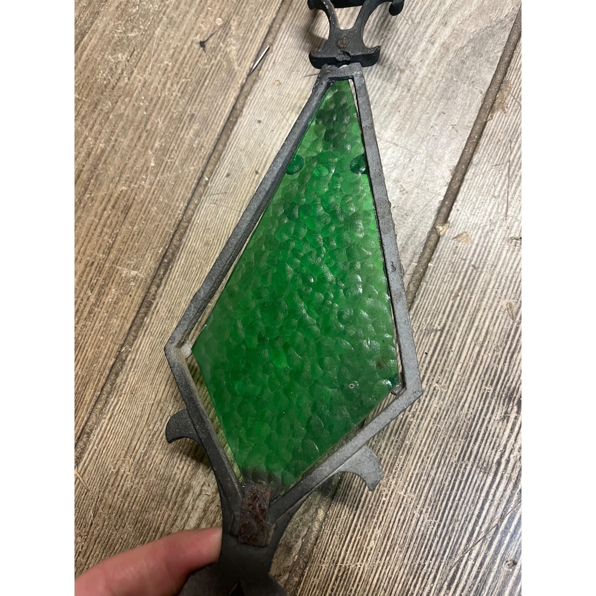 Vintage Old Star of David Green Ripple Glass Weathervane Weather Vane Arrow