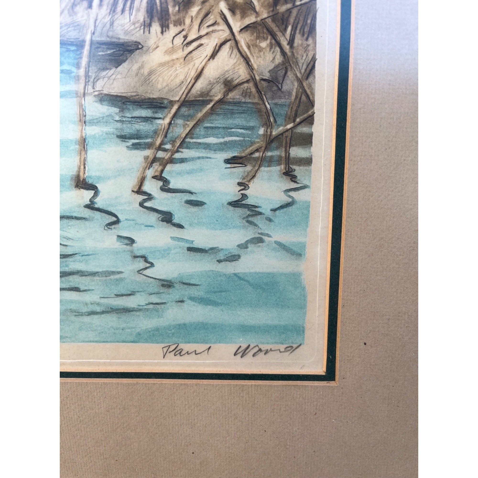 Vintage 1960s Paul Wood "The Departure" Ducks Mallards Framed Art Print Signed Cabin Decor Hunting Paris Etching Society