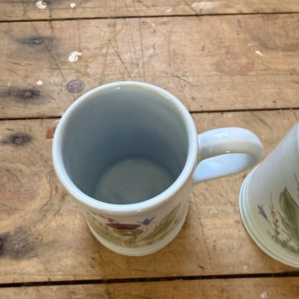 Buchan Thistle Serving  Scotland Stoneware Pottery Pair of coffee Mugs Cups
