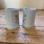 Buchan Thistle Serving  Scotland Stoneware Pottery Pair of coffee Mugs Cups