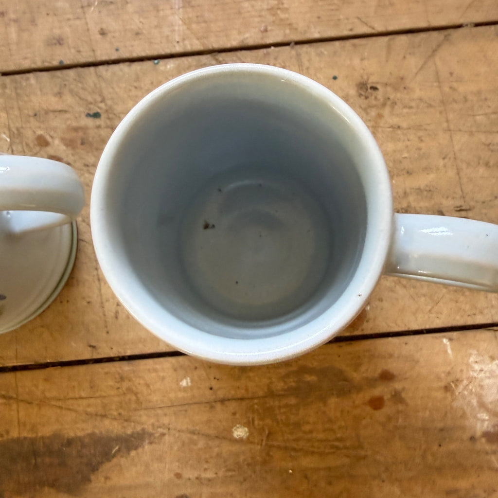 Buchan Thistle Serving  Scotland Stoneware Pottery Pair of coffee Mugs Cups