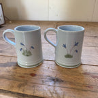 Buchan Thistle Serving  Scotland Stoneware Pottery Pair of coffee Mugs Cups