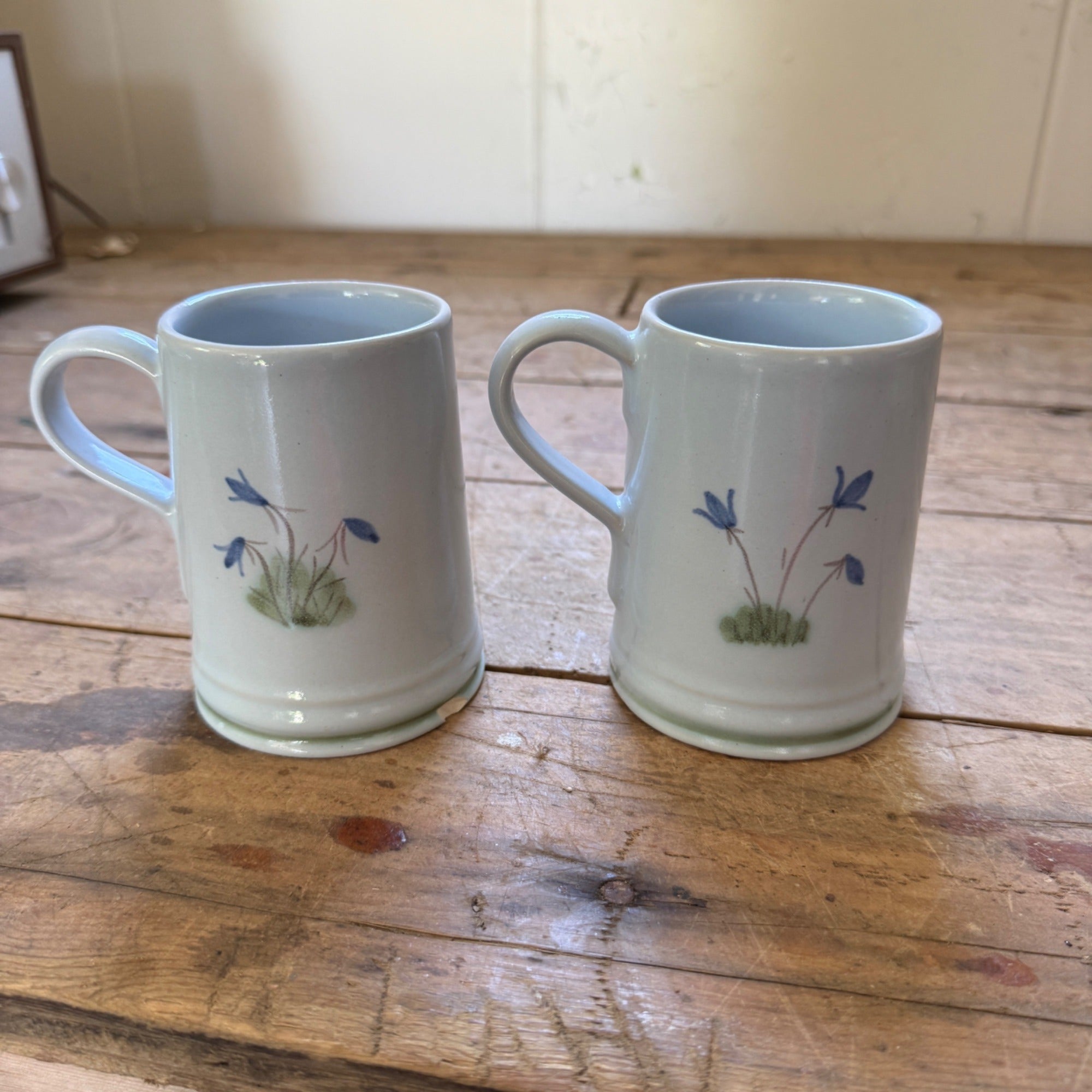 Buchan Thistle Serving  Scotland Stoneware Pottery Pair of coffee Mugs Cups