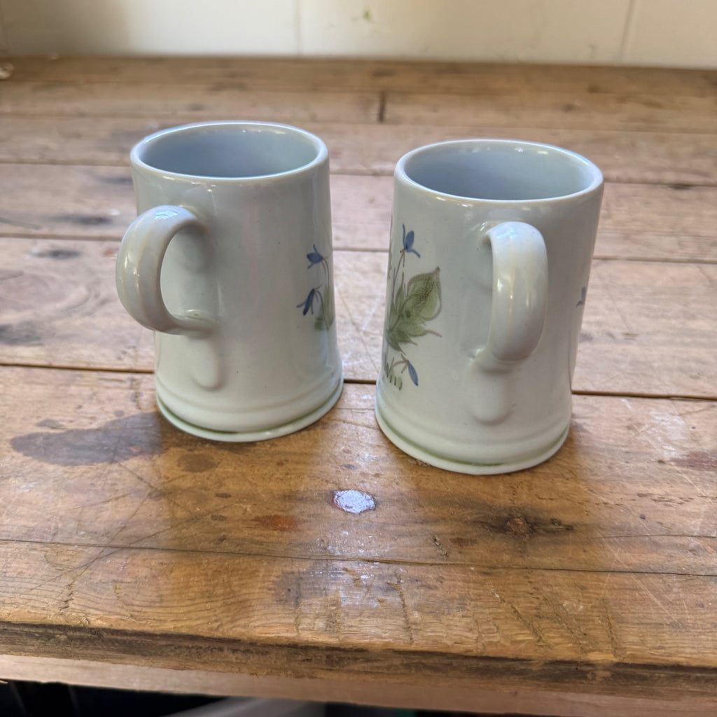 Buchan Thistle Serving  Scotland Stoneware Pottery Pair of coffee Mugs Cups