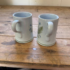 Buchan Thistle Serving  Scotland Stoneware Pottery Pair of coffee Mugs Cups