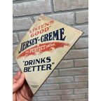 Vintage 1920s Jersey Creme Drink Soda Advertising Cardstock Fan Pull Hanger Sign