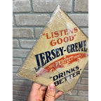 Vintage 1920s Jersey Creme Drink Soda Advertising Cardstock Fan Pull Hanger Sign