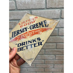 Vintage 1920s Jersey Creme Drink Soda Advertising Cardstock Fan Pull Hanger Sign