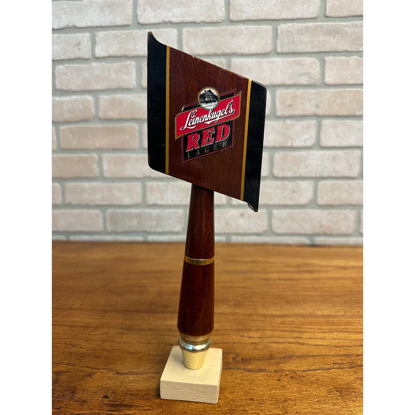 Vintage Leinenkugel's Red Lager Beer Tap Handle Chippewa Falls Wisconsin Wood