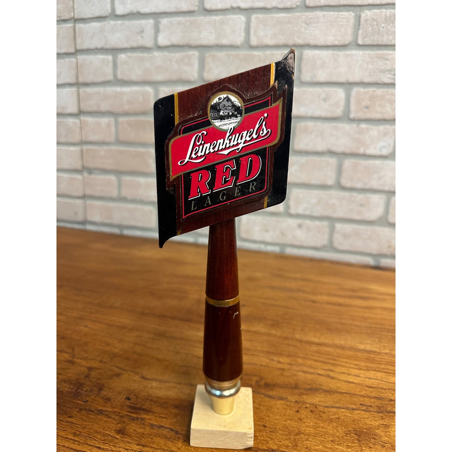 Vintage Leinenkugel's Red Lager Beer Tap Handle Chippewa Falls Wisconsin Wood