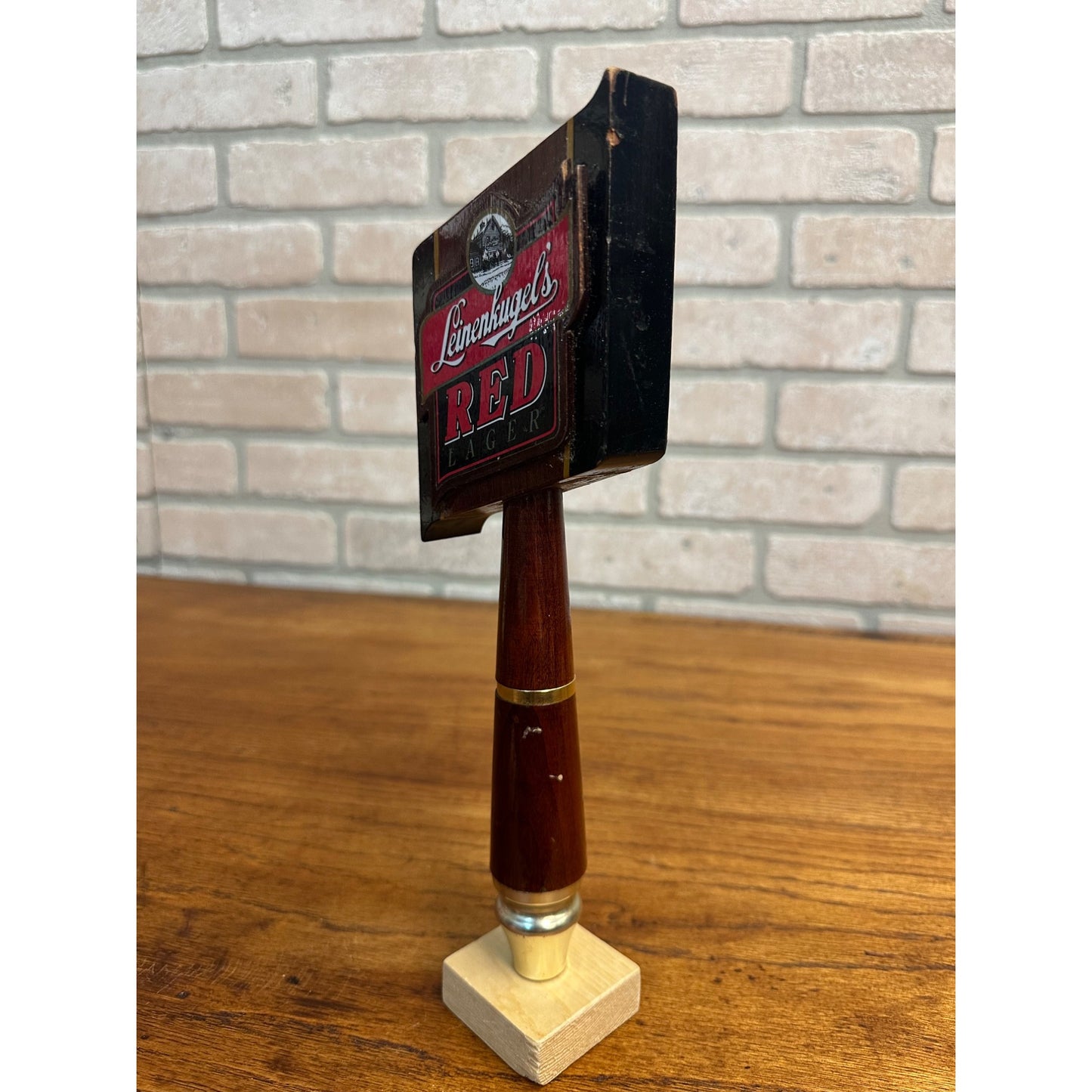 Vintage Leinenkugel's Red Lager Beer Tap Handle Chippewa Falls Wisconsin Wood