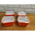 Red Pyrex Refrigerator Dishes W/Lids 501 Set of 4 Vtg Kitchen Storage Container