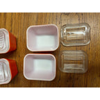 Red Pyrex Refrigerator Dishes W/Lids 501 Set of 4 Vtg Kitchen Storage Container